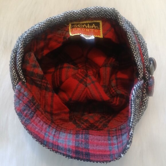 Scala Pronto Hat Cabbie Button Plaid-Lined Newsboy Cap One Size - Picture 3 of 6